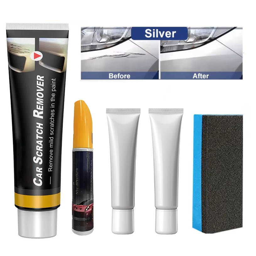 Professional automotive scratch repair kit restoring car paint, removing oxidation & deep scratches for new look.