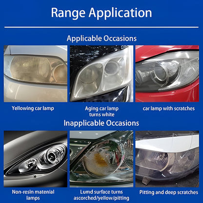 Bright, clear headlights restored with automotive lens cleaner kit. Enhances car safety & appearance with UV protection.