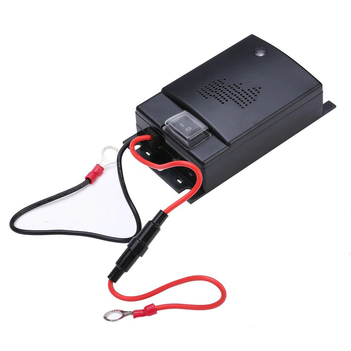 Automotive ultrasonic rodent repeller for cars, preventing mice & squirrels from damaging vehicle wiring.