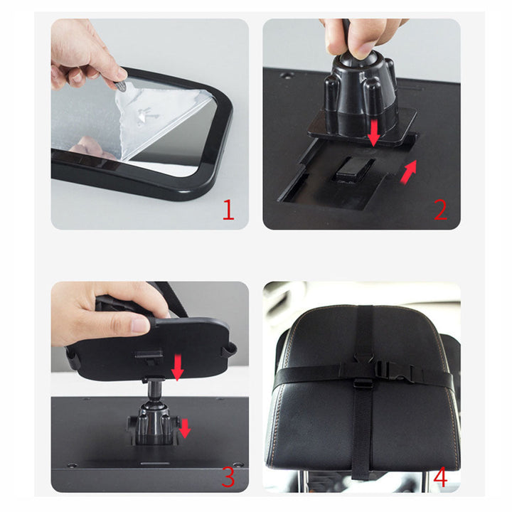Shatterproof baby car mirror with 360-degree rotation for clear visibility of your infant in the back seat; easy install.