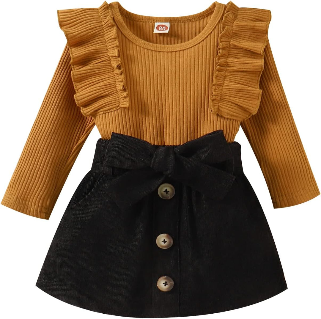 Baby girl's cozy knitted turtleneck & dress set for winter, soft children's apparel.