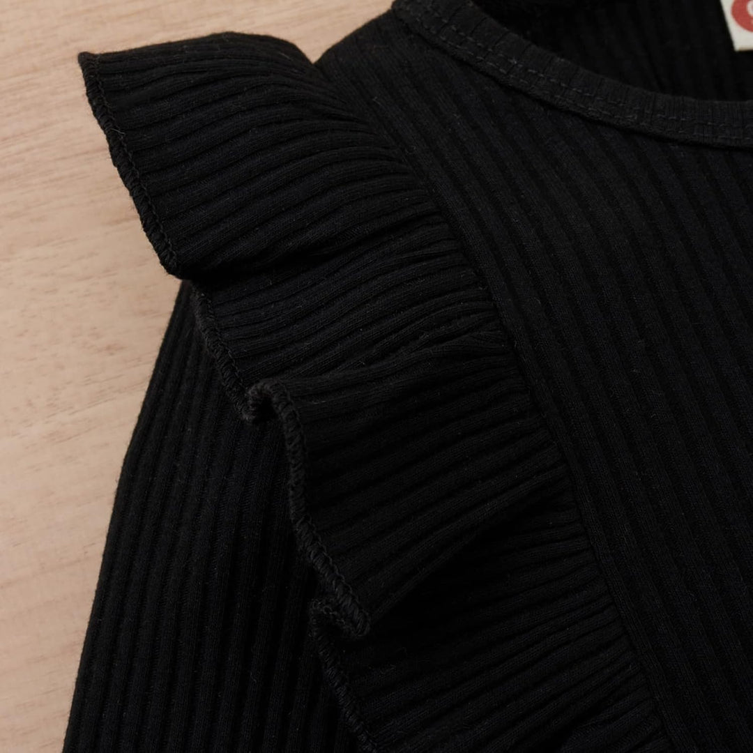 Baby girl's practical & pretty knitted turtleneck & dress set for winter.