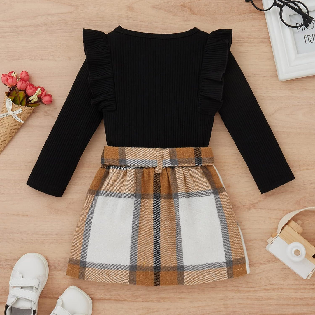 Baby girl's lovely knitted turtleneck and dress, perfect for a cozy winter.