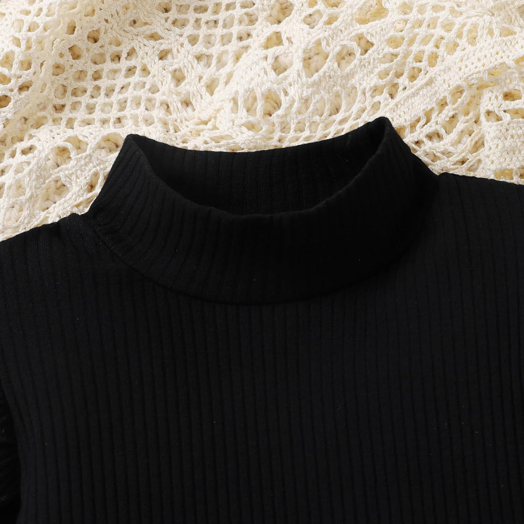 Baby girl's fabulous knitted turtleneck & dress set, great for special occasions.