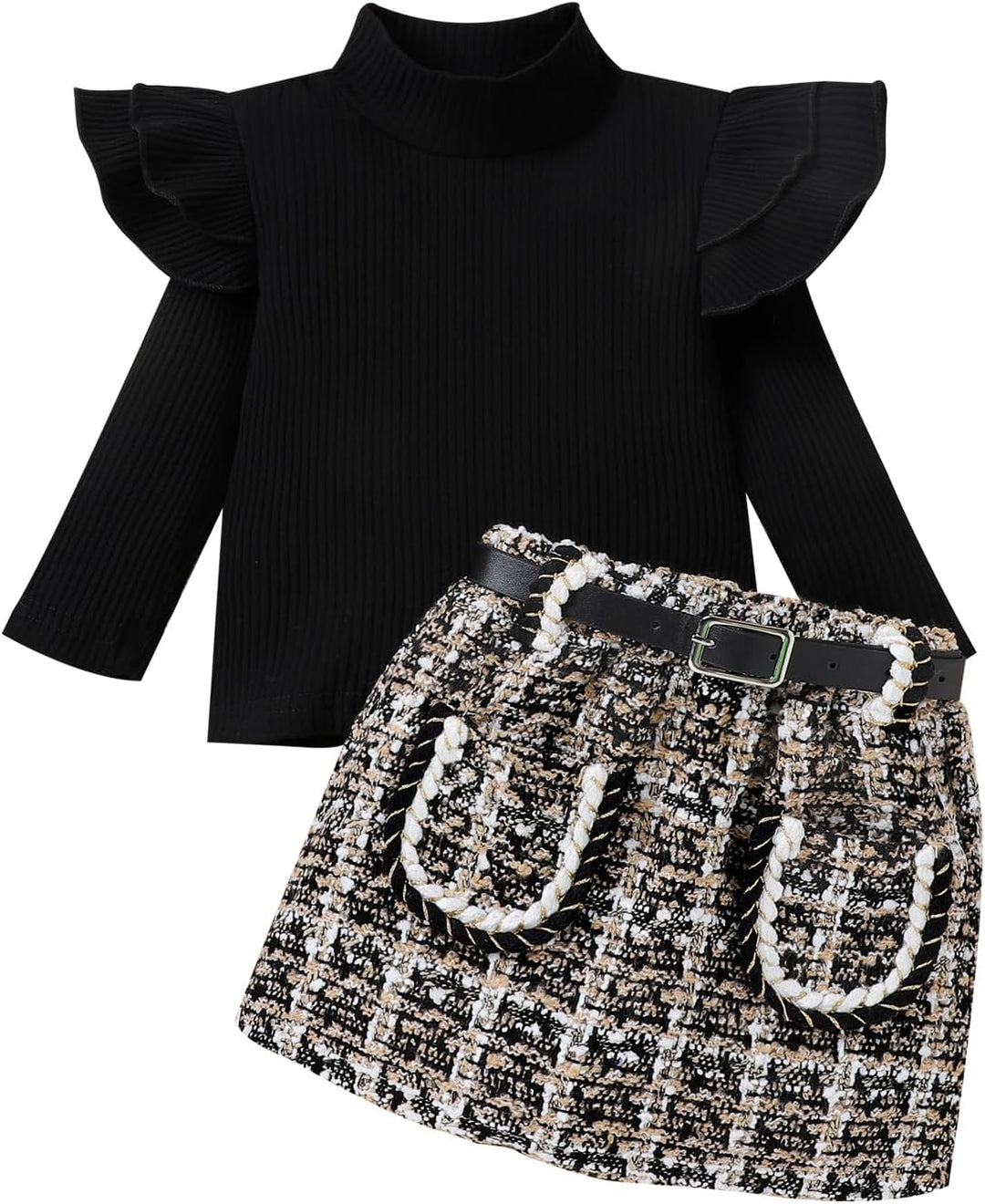 Baby girl's winter essential: a soft knitted turtleneck and a beautiful dress.