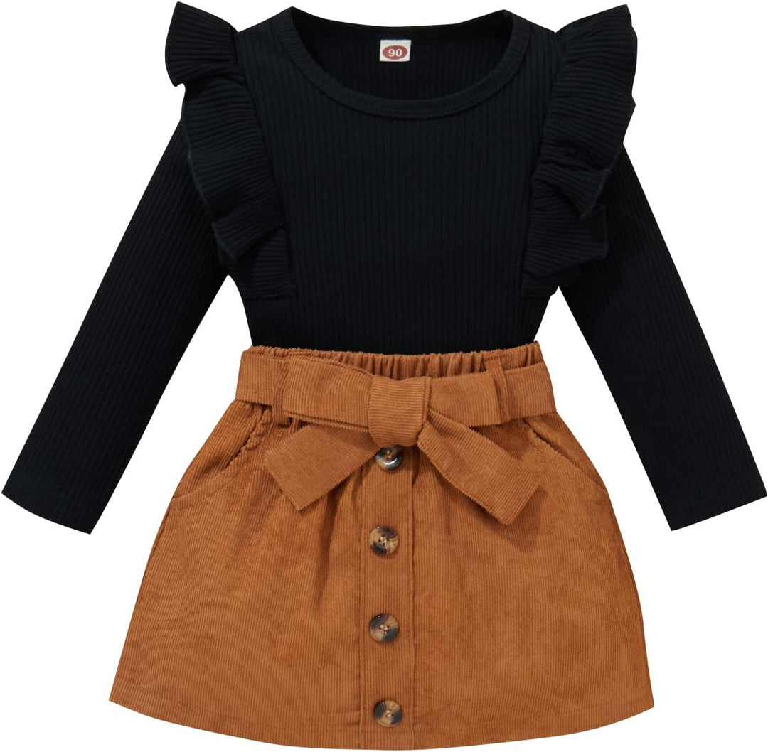Baby girl's luxurious knitted turtleneck & dress set, soft & comfortable.