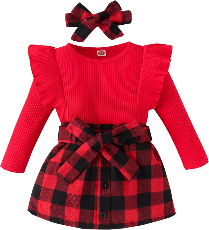 Soft knit baby girl's winter set, a cozy turtleneck and a charming dress.