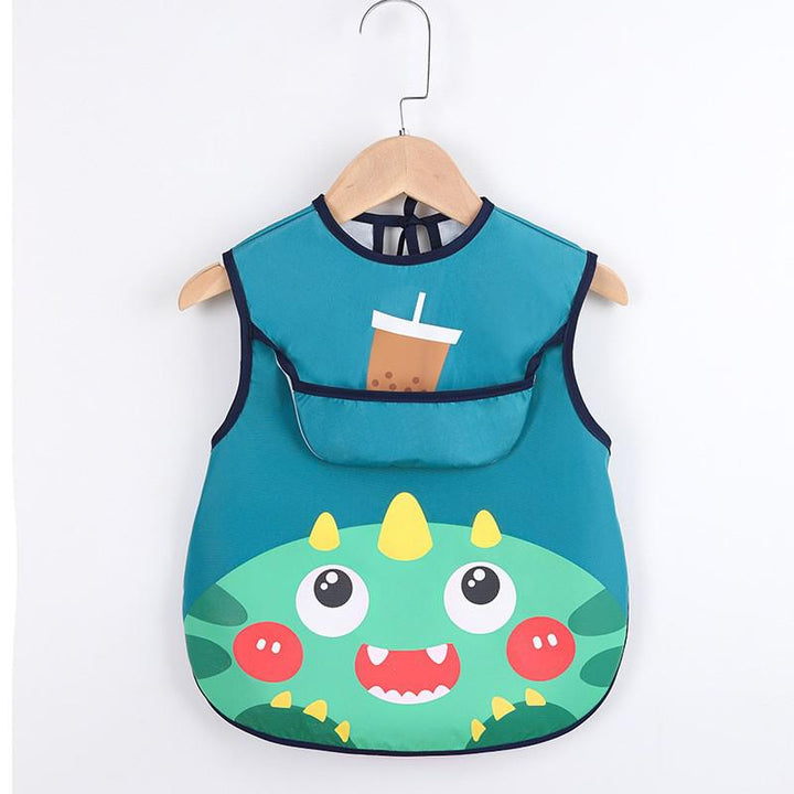 Kids' waterproof craft & food apron with handy pockets, keeps clothes clean during messy play.