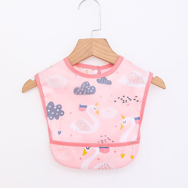 Waterproof baby apron with pockets for art, feeding, and messy play; adjustable for growing infants.