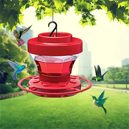 Bee proof hummingbird feeder for garden decor, attracting wild birds, easy clean nectar dispenser.