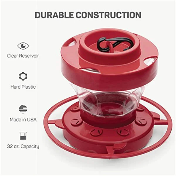 Easy clean hummingbird nectar feeder, bee proof & ant proof, ideal for wild birds in your garden.