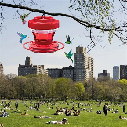 Beautiful garden decor hummingbird feeder, bee & ant proof, provides fresh nectar for wild birds.