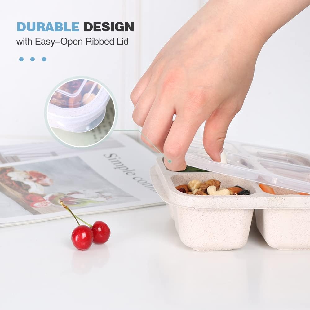 Kitchen organization made easy: 4-pack of bento-style 4-compartment meal prep food storage containers.