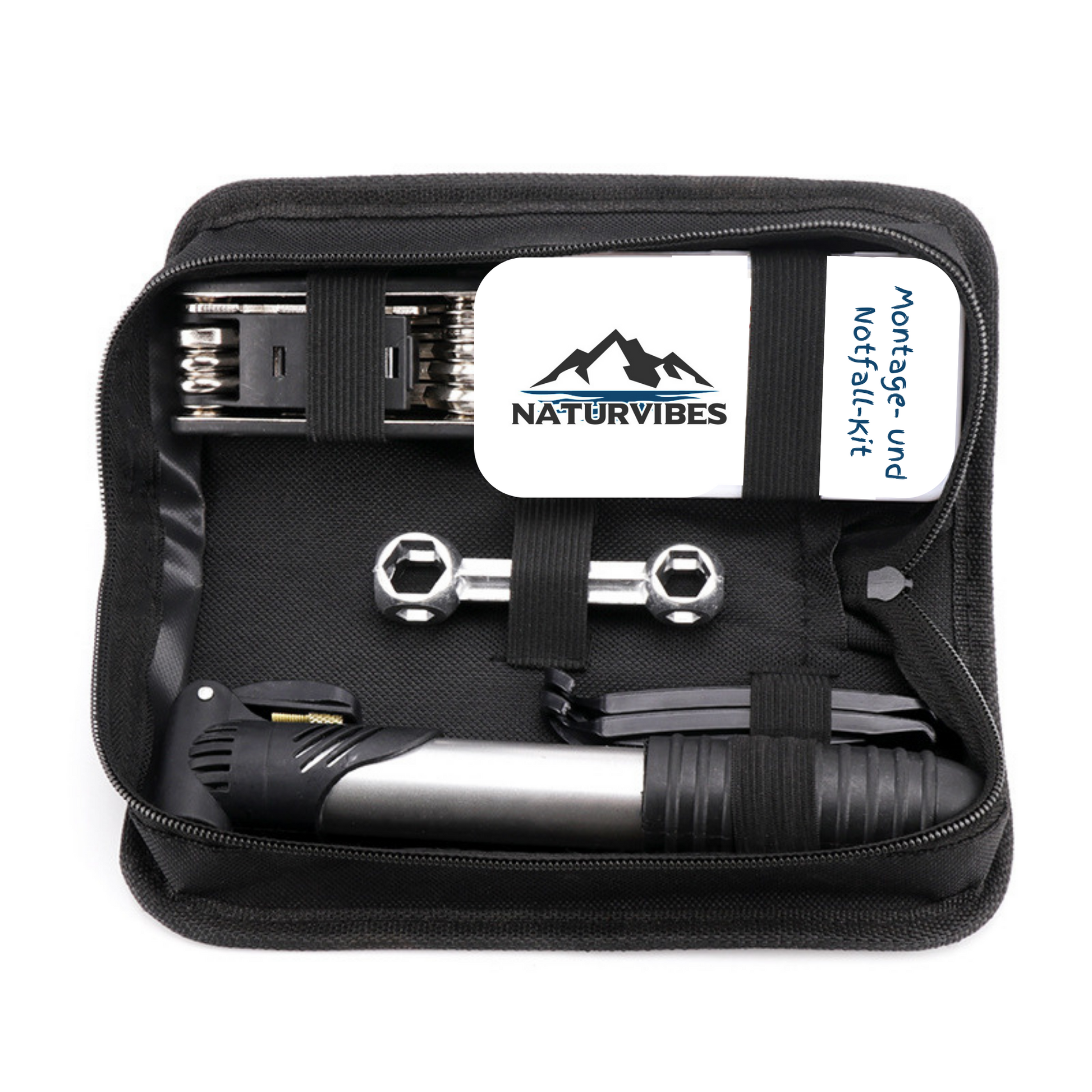 Compact motorcycle tool kit for bike maintenance, assembly, and outdoor adventure travel