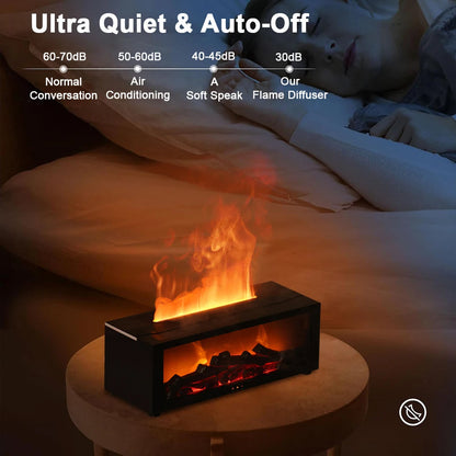 Stylish white air purifier & humidifier with a captivating flame effect, ideal for modern home decor.