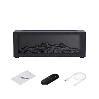 Elegant black flame effect air humidifier & purifier, adding warmth & wellness to any modern living space.