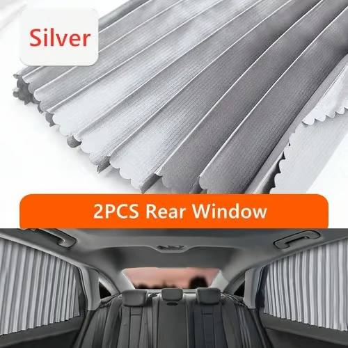 Car essentials: Black sun shades for UV protection, heat block, and enhanced vehicle privacy.