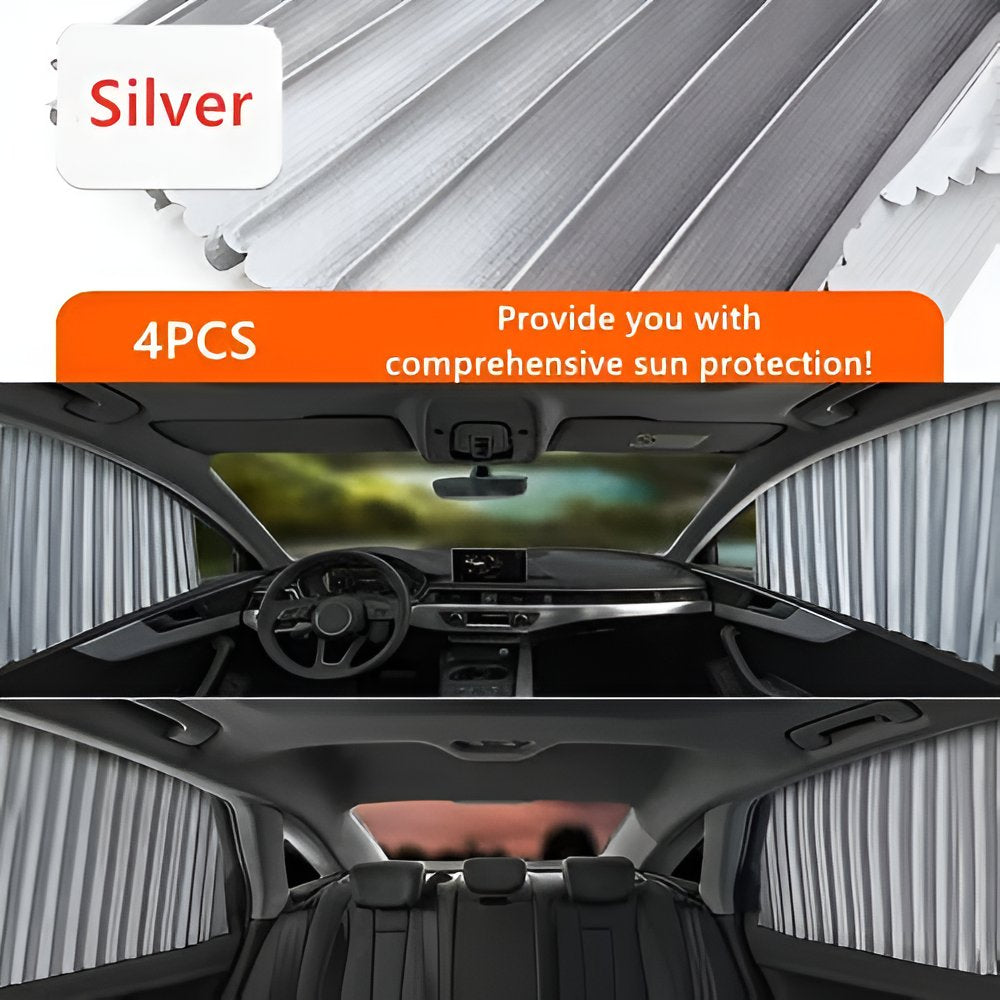 Magnetic & adhesive car window shades, black, offering full UV protection, privacy & heat block.