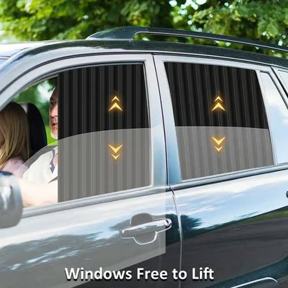 Car window privacy shades, black, ensuring discretion & reducing sun glare for comfortable drives.