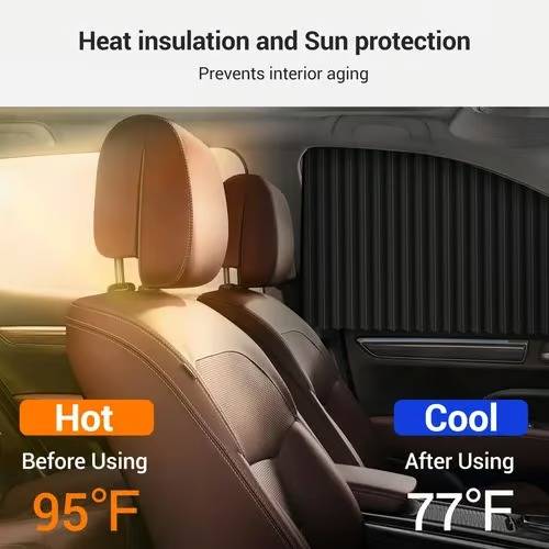 Sleek black foldable car window shades, designed for UV protection & heat block. Essential auto accessory.