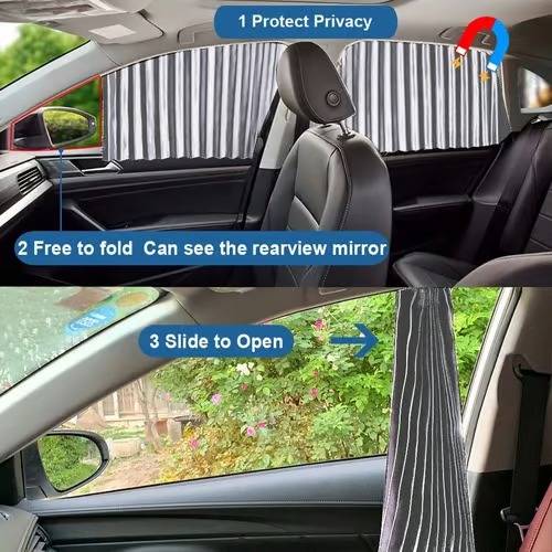 Auto sunshade for driving comfort, blocking harmful UV rays & providing car privacy. Easy install.