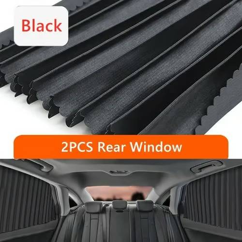Foldable black car window shades, offering UV protection, privacy, & heat block for any vehicle.