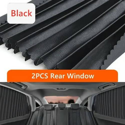 Foldable black car window shades, offering UV protection, privacy, & heat block for any vehicle.