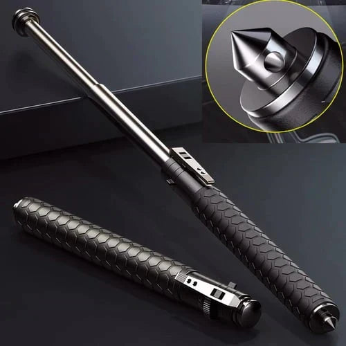 Black collapsible walking poles for hiking & trekking. Unisex aluminum design with quick-release for stability.