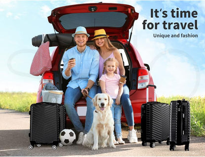Lightweight black hard-shell carry-on suitcase, durable for short journeys. Secure and easy to maneuver.