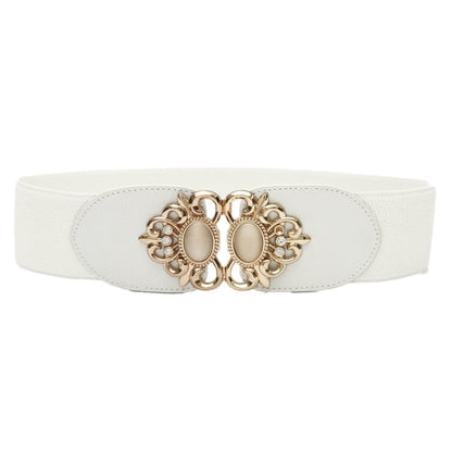 Modern silver wide waist belt, a stylish women's accessory for any dress or tunic.
