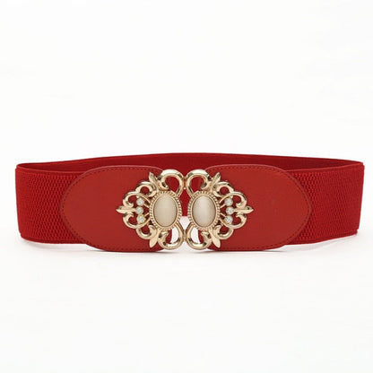 Durable brown faux leather wide belt for women, suitable for everyday dresses & tunics.