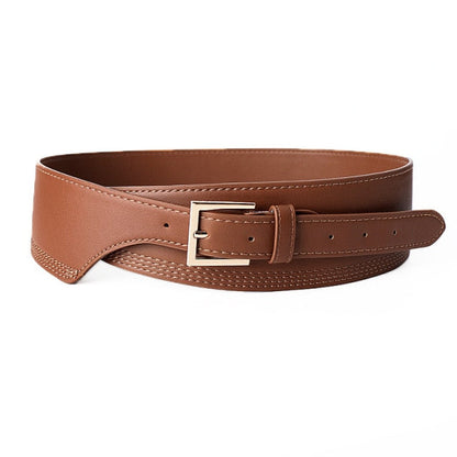 Trendy red wide waist belt, adding a pop of color to women's fashion dresses & tunics.