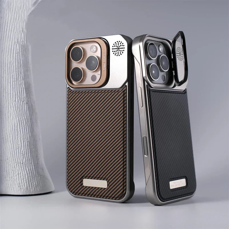 Black MagSafe armor iPhone case with kickstand, non-slip grip & robust shockproof protection.