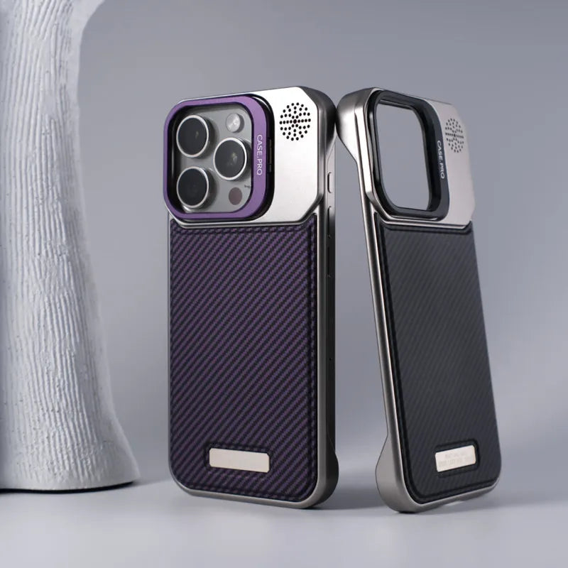 Gray MagSafe armor iPhone case featuring a durable kickstand & secure non-slip grip.