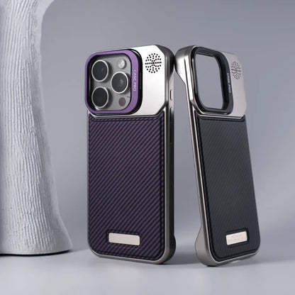Gray MagSafe armor iPhone case featuring a durable kickstand & secure non-slip grip.