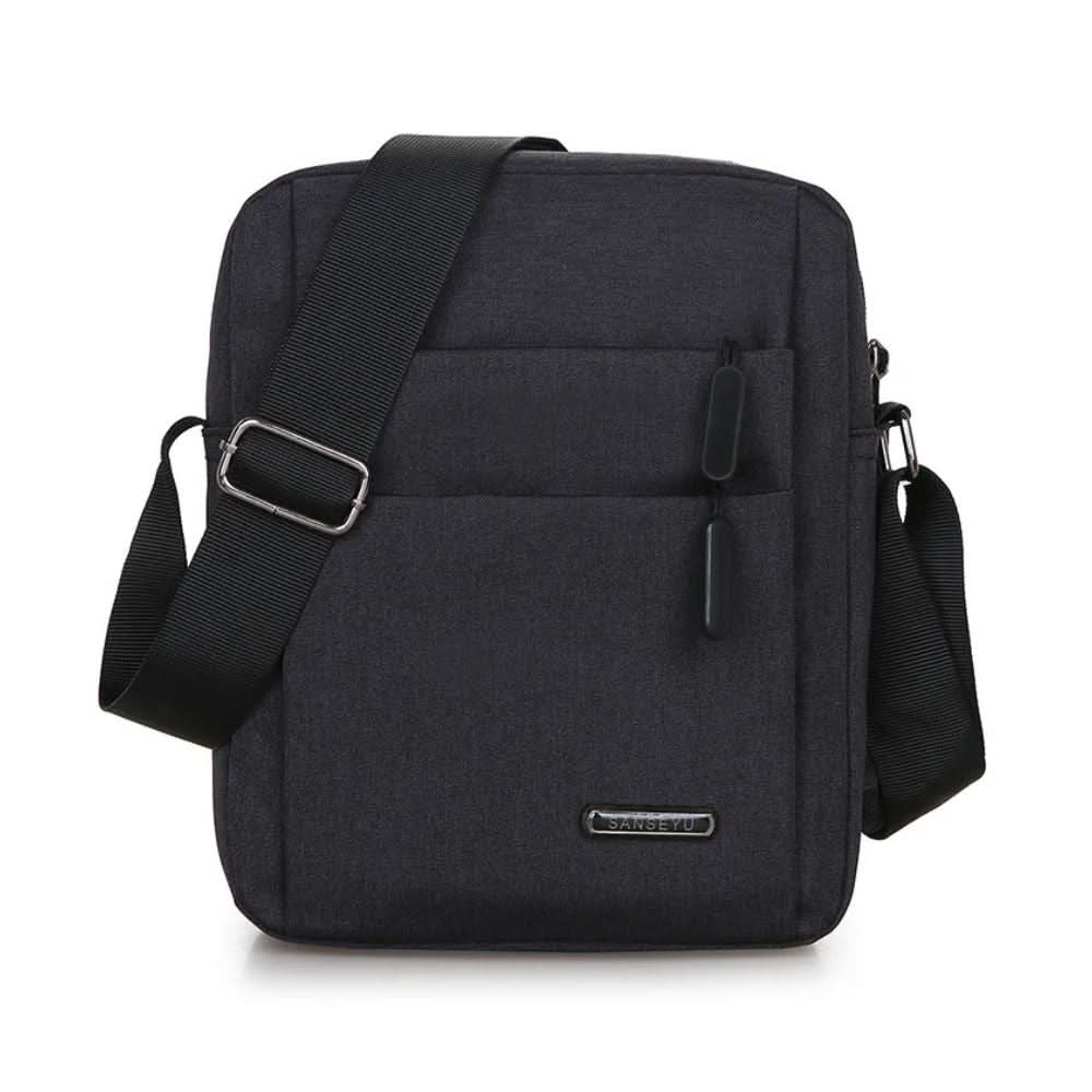 Gray men's cross-body messenger bag, ideal for organized daily essentials & travel.