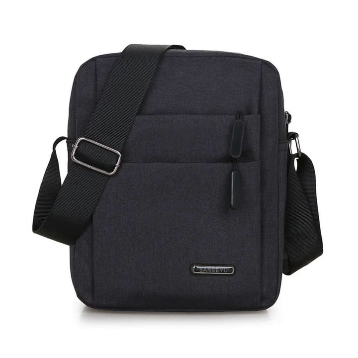 Gray men's cross-body messenger bag, ideal for organized daily essentials & travel.