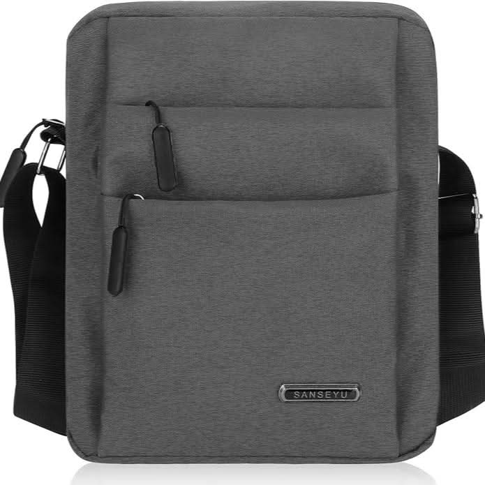 Modern blue men's anti-theft messenger bag, waterproof & organized for travel & daily use.