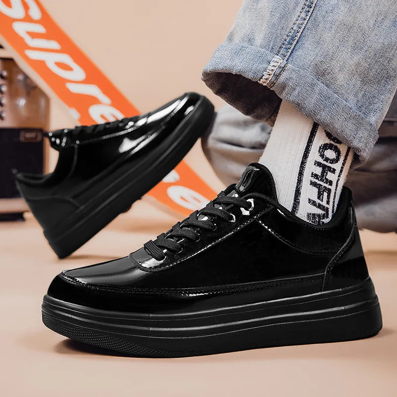 Glossy gold men's athletic-style sneakers, Classic Legacy design offering style & comfort.