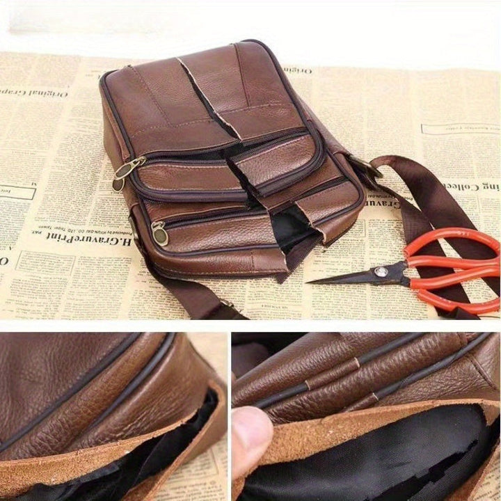 Spacious men's work bag in black. Organized compartments for everyday carry with an adjustable strap.