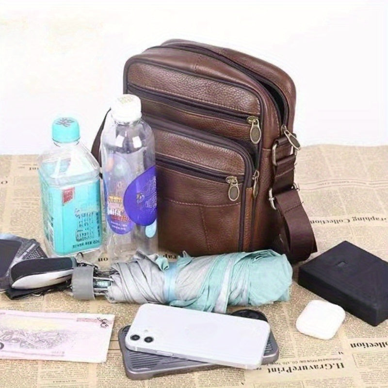 Stylish coffee men's messenger bag. Great for business casual & travel. Comfortable adjustable strap.