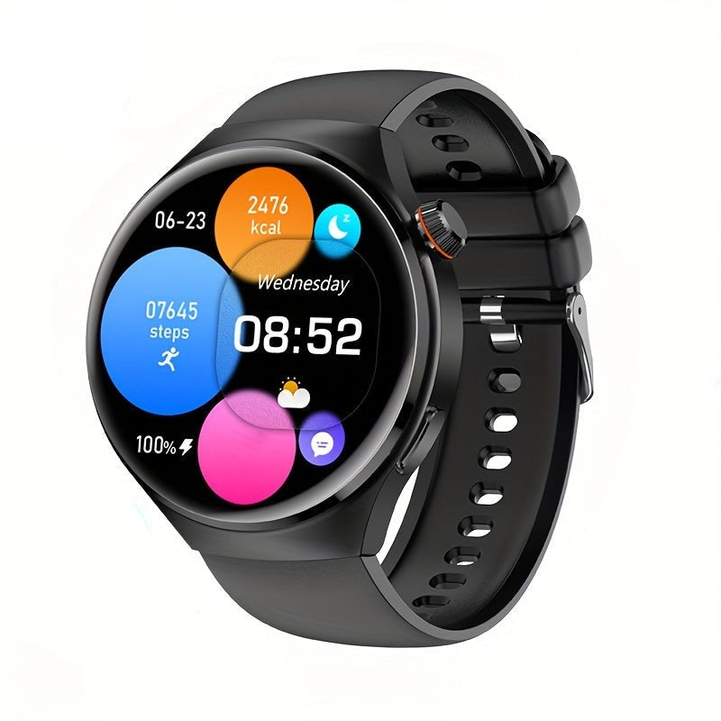 Black men's NFC smartwatch with advanced health monitor, GPS tracker, and water resistance.