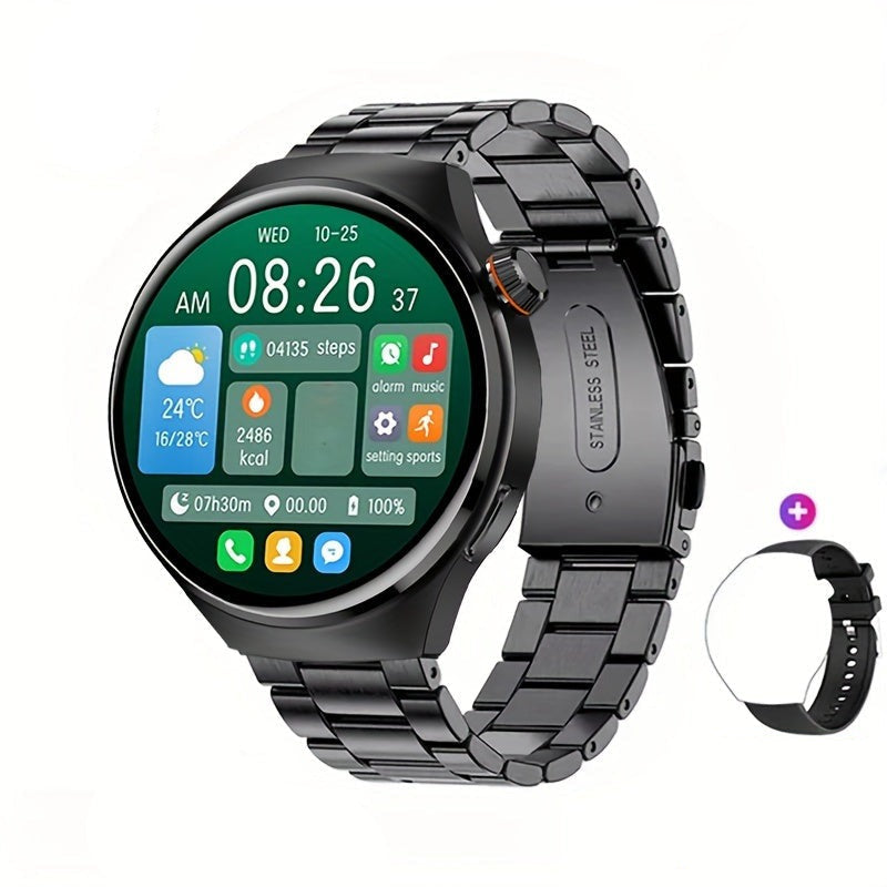 Advanced black men's NFC smartwatch for health & connectivity. GPS, activity tracker, water resistant.