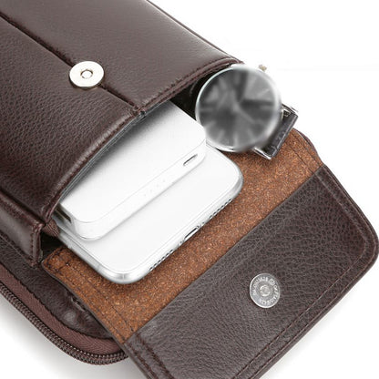 Stylish brown PU leather shoulder bag for men, ideal travel accessory & daily use.