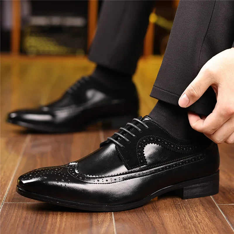 Top-down view of Men's Regent Brogue Oxford shoes, highlighting classic design & stylish leather finish.