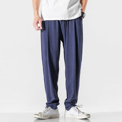 Lake blue men's relaxed fit drawstring pants, lightweight and casual for summer and daily use.