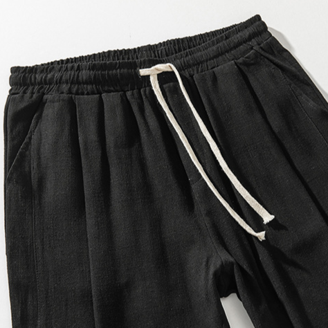 Versatile gray men's relaxed fit casual pants, lightweight and comfortable for summer and daily wear.