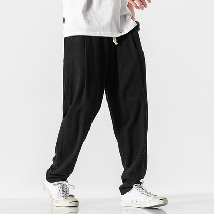 Gray lightweight relaxed fit casual pants for men, perfect for summer and everyday wear.