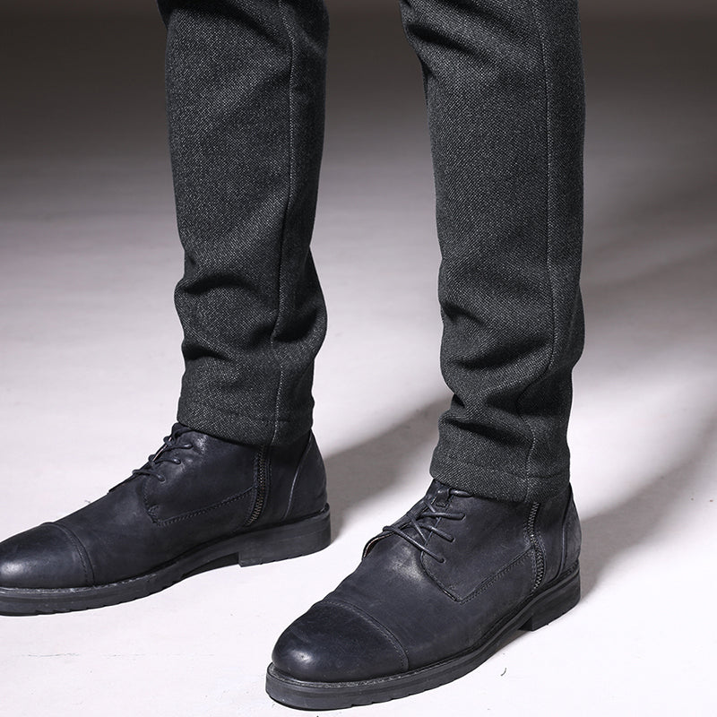 Black men's stretch office wear pants, slim fit and wrinkle resistant.