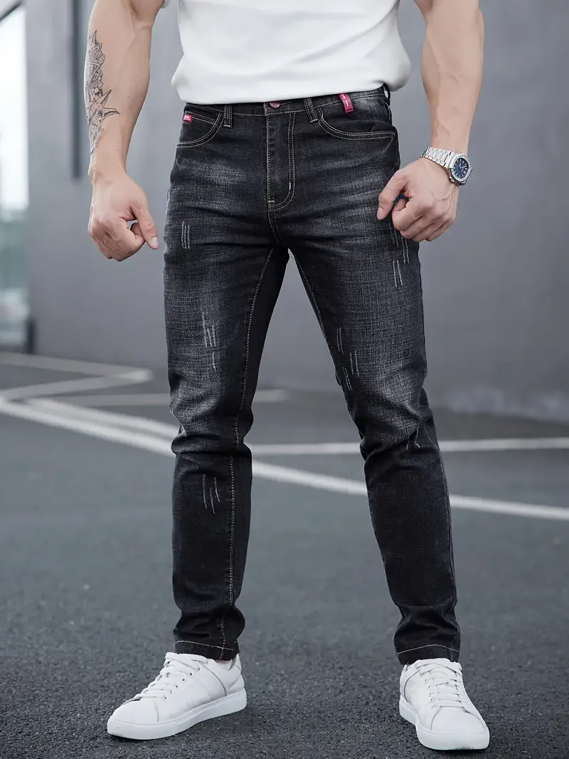 Blue men's Savage Cut tapered jeans, comfortable & versatile for casual everyday wear.